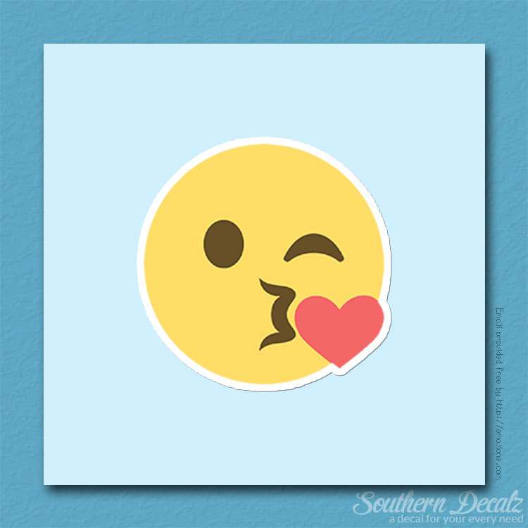 Blow Kiss Smiley Emoji – Vinyl Decal Sticker – c138 – 3.75" x 3.75"