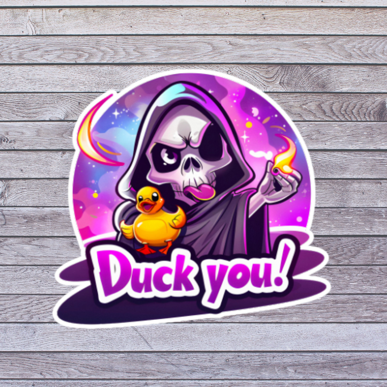 Sarcasm sticker vinyl decal duck you grim reaper rubber duck humor
