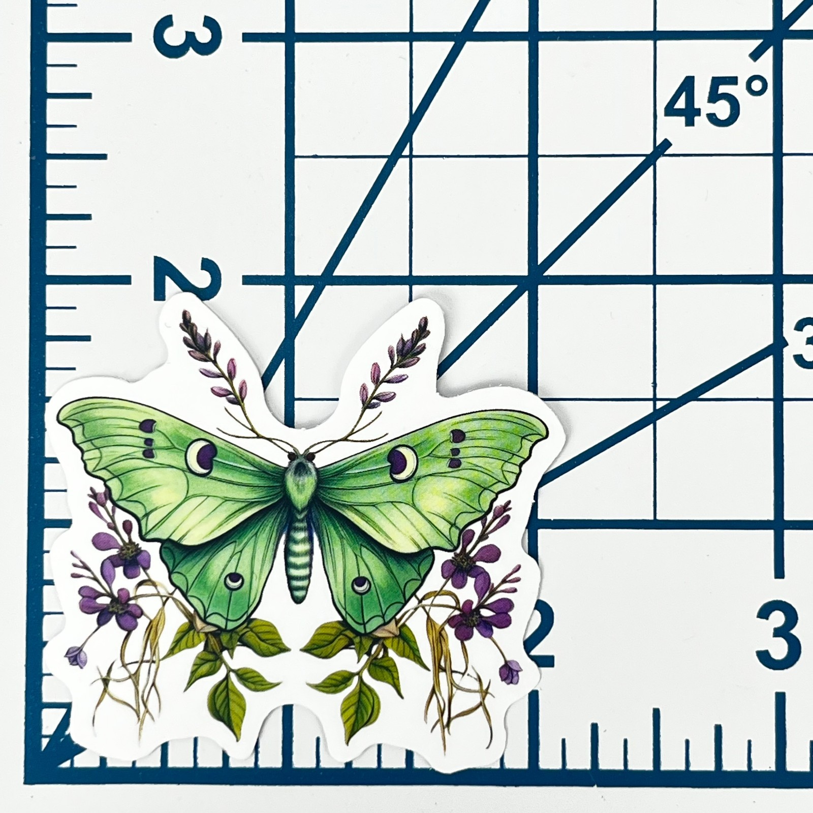 Luna Moon Moth Vinyl Sticker Vintage Green Celestial Insect Journal Laptop Art