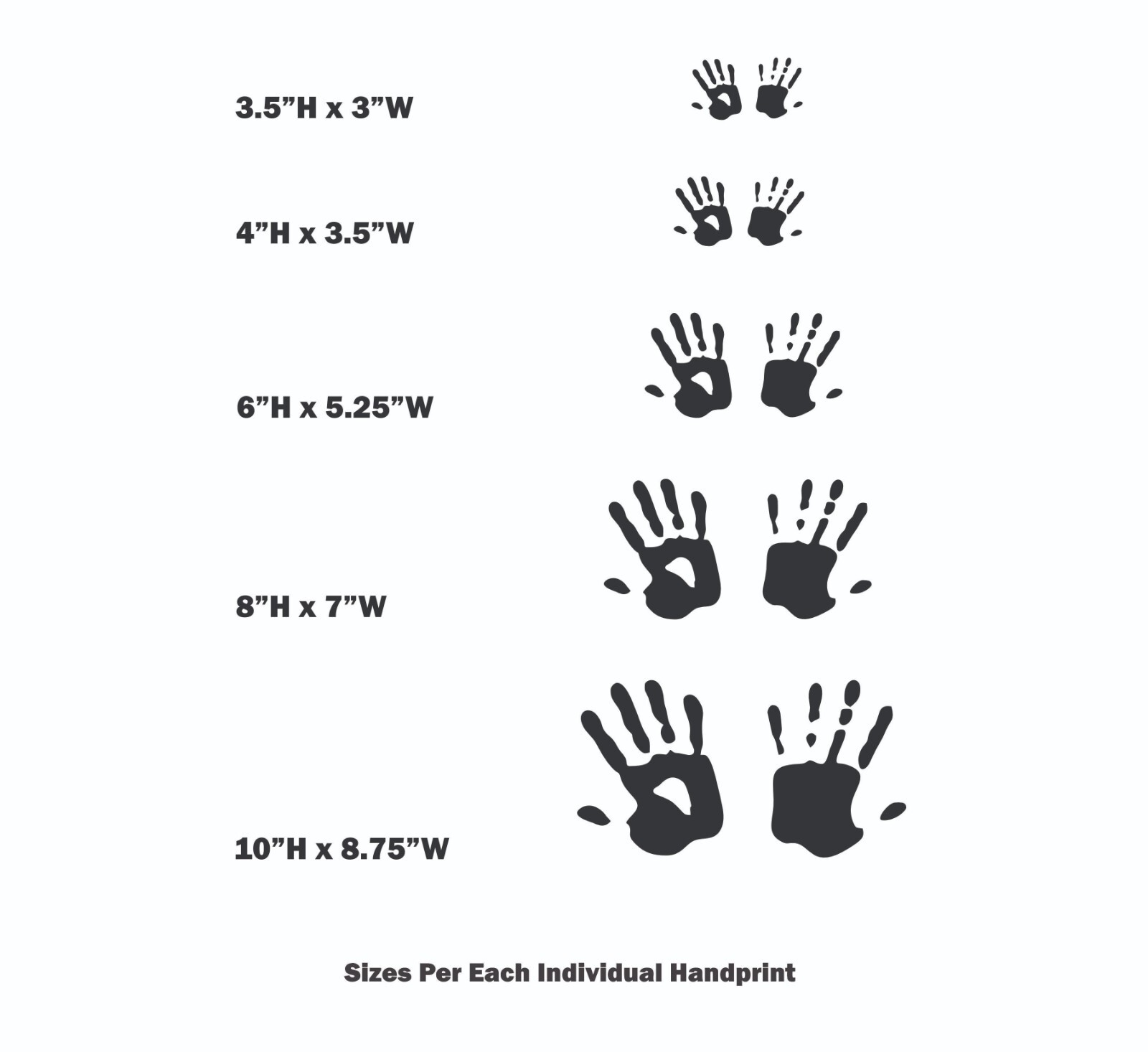 Handprints Vinyl Decal – 35+ Colors, Many Sizes, Weatherproof Premium Vinyl