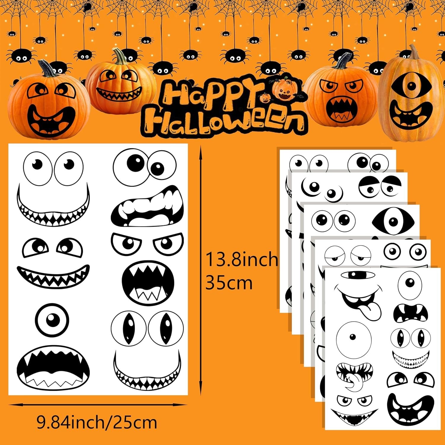 30 Pcs Halloween Monster Faces Stickers Vinyl Decals DIY Craft Vinyl Art Stic…