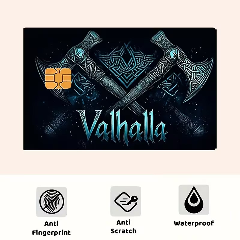 Valhalla Two Axes Credit Card Skin Sticker | Norse Viking Mystic Card Cover