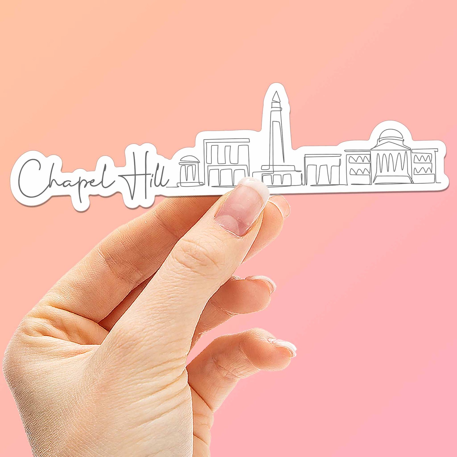 Chapel Hill North Carolina Skyline Sticker – Cute Decal for Water Bottle, Laptop