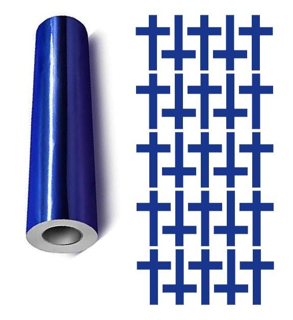 Cross Stickers Chrome Blue 1.5" Religious Envelope Seals Church DC30