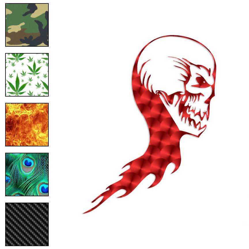 Skull Flames Monster Art, Vinyl Decal Sticker, 40 Patterns & 3 Sizes, #1080