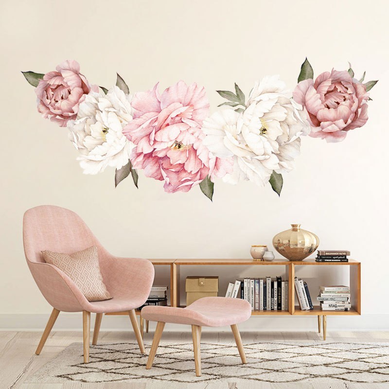 LARGE PEONY FLOWER PATTERN BEDROOM WALL STICKER MURAL DECALS HOME ART DECOR SPEC