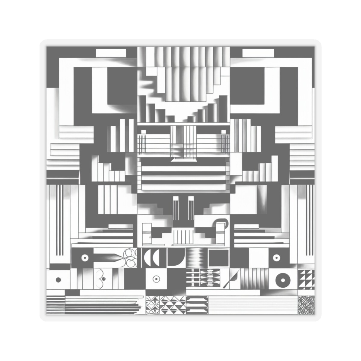 Sticker Geometric Black White Art Deco Classic Vintage Style 2×2" 3×3" 4×4" 6×6"