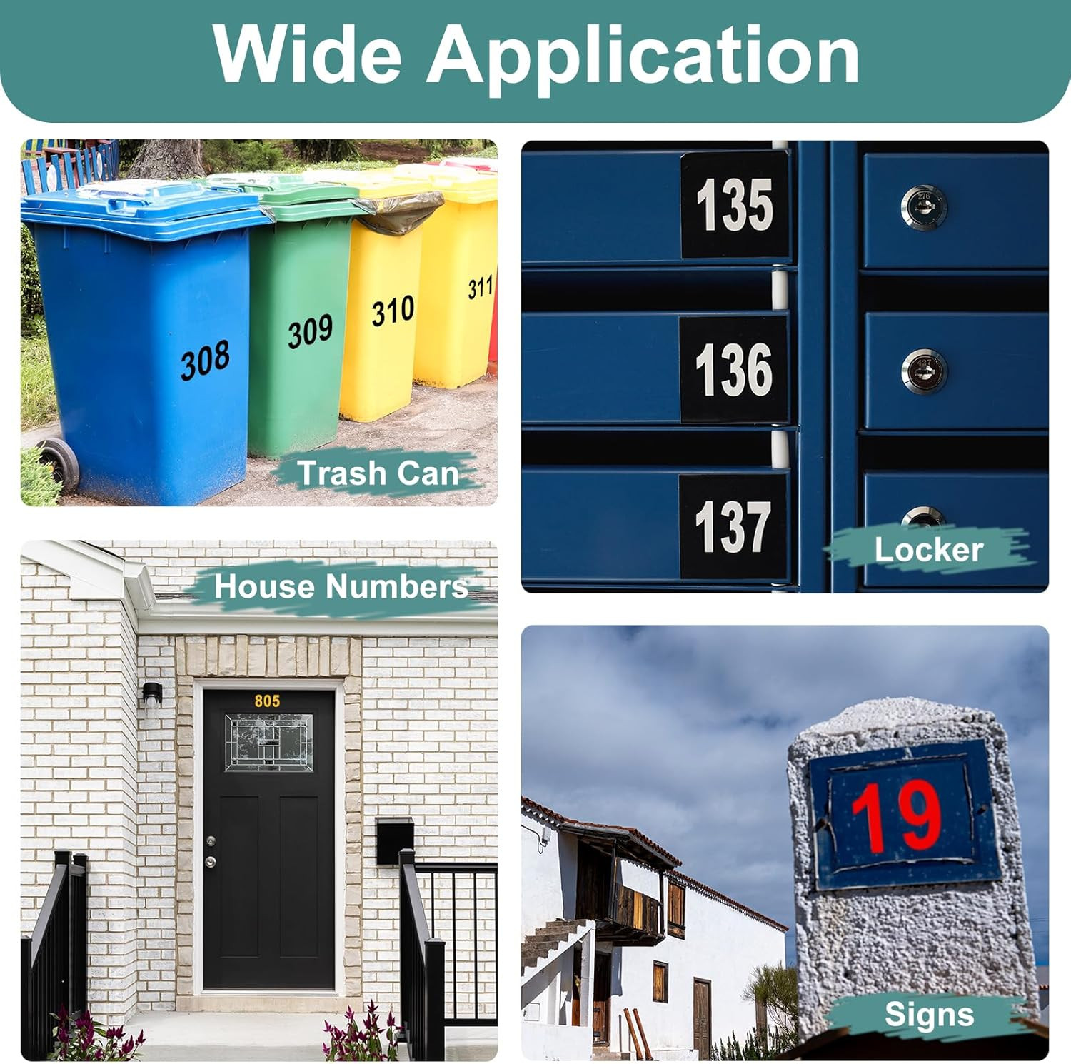 3 Sheets Reflective Mailbox Numbers 3 Inch 0-9 Vinyl Self-Adhesive Stickers