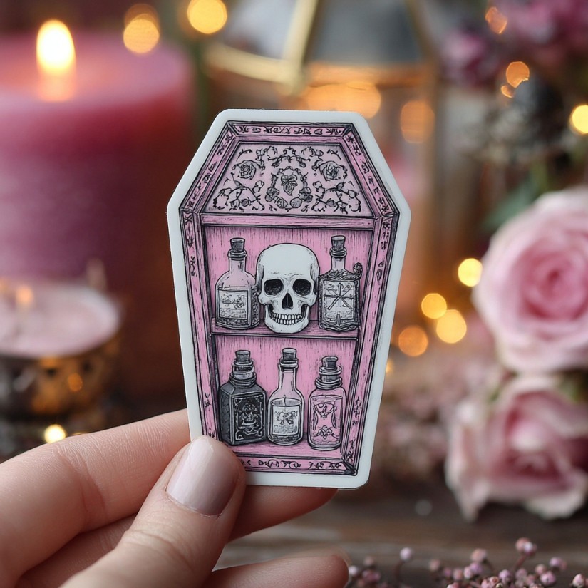 Halloween Bookshelf Sticker: Cuffin Vinyl Sticker. Different Sizes