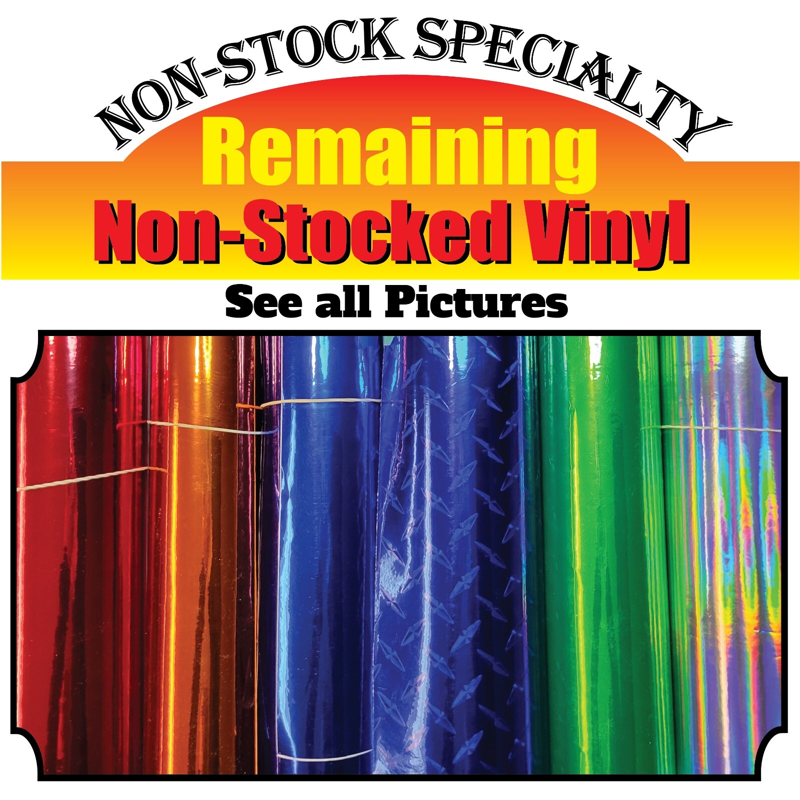 Custom Decal Vinyl Text Specialty Non- Stock Vinyls Chrome Carbon fiber Metallic