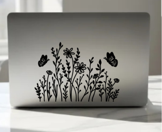 Boho Wildflowers & Butterflies Vinyl Decal Sticker Car Truck Window Wall Art
