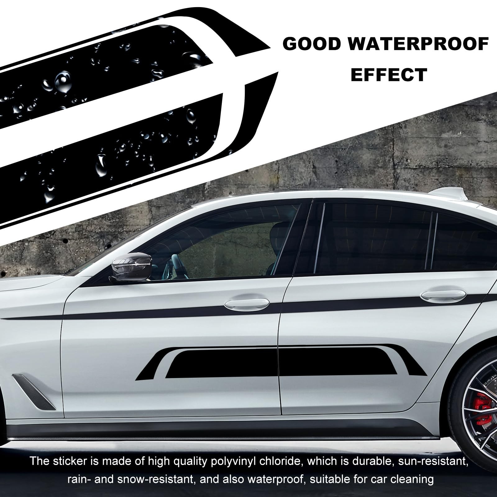 MUQIDA Car Hood Decal Sticker, Automotive Side Body Stripe Graphics Racing Bu…