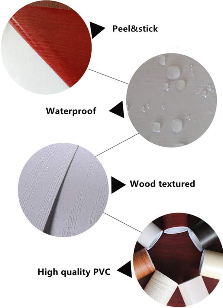 UPREDO Brown Wood Grain Adhesive Paper Wall Vinyl 15.8"W x 79"L,