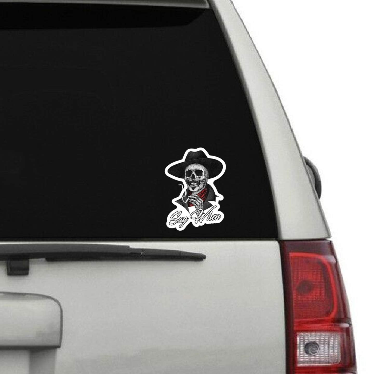 Say When Doc Holiday Sticker Decal Skeleton Skull Tombstone Quote 2 Clear