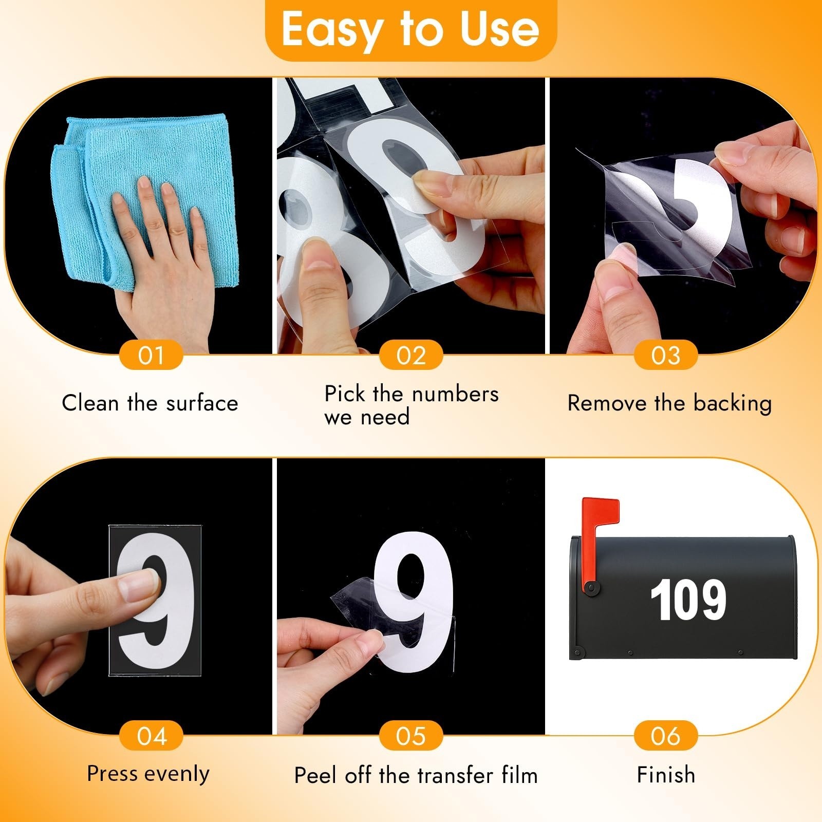 80 Pcs 3" Reflective Mailbox Numbers Stickers Vinyl Waterproof Address Decals