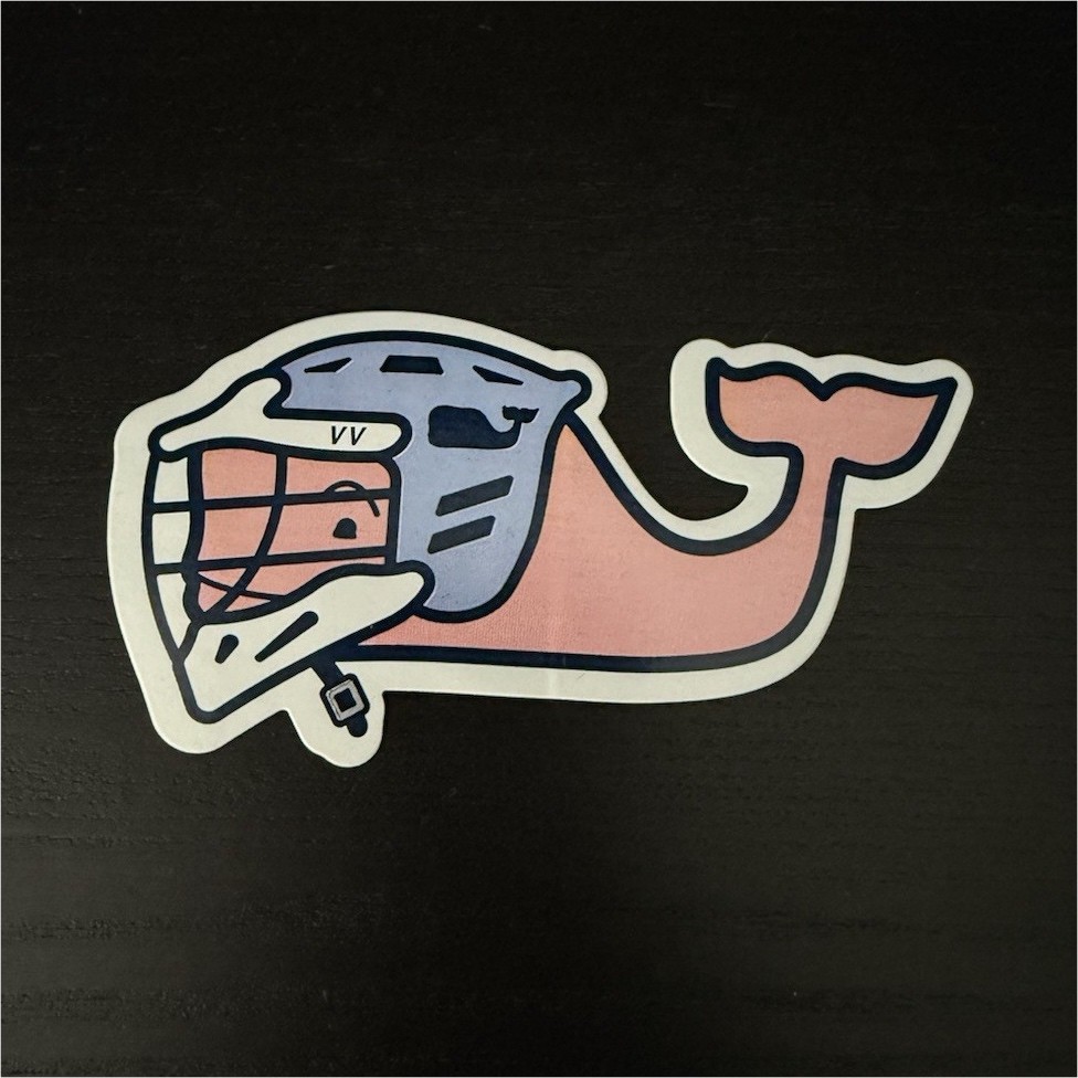 Whale Lacrosse Helmet Sticker Decal, Pink Blue White Black Sports Theme