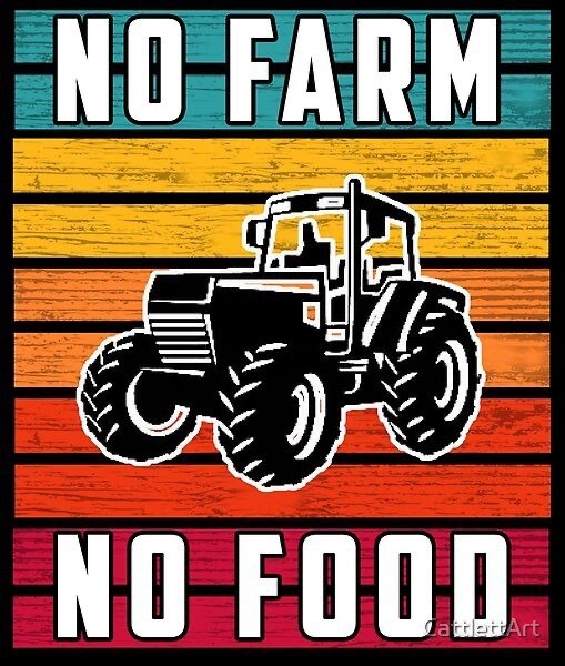 No farm No food quote sticker blue, yellow, orange STICKER