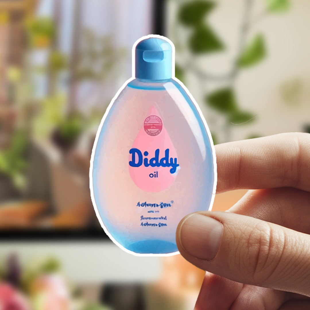 Diddy Baby Oil Sticker For Diddy Parties 3×6 cm