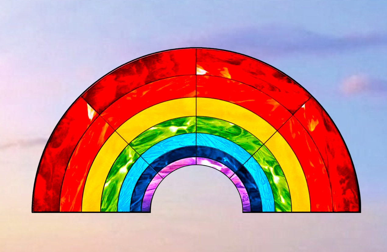 Rainbow Faux Stained Glass WINDOW CLING ~ Sun-catcher Size 10.6" Vinyl