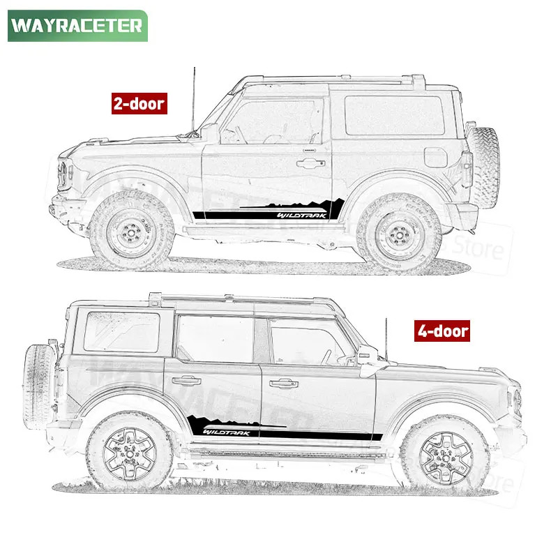 Aftermarket Carbon Fiber Door Side Stripe Decal for Ford Bronco 2-Door & 4-Door