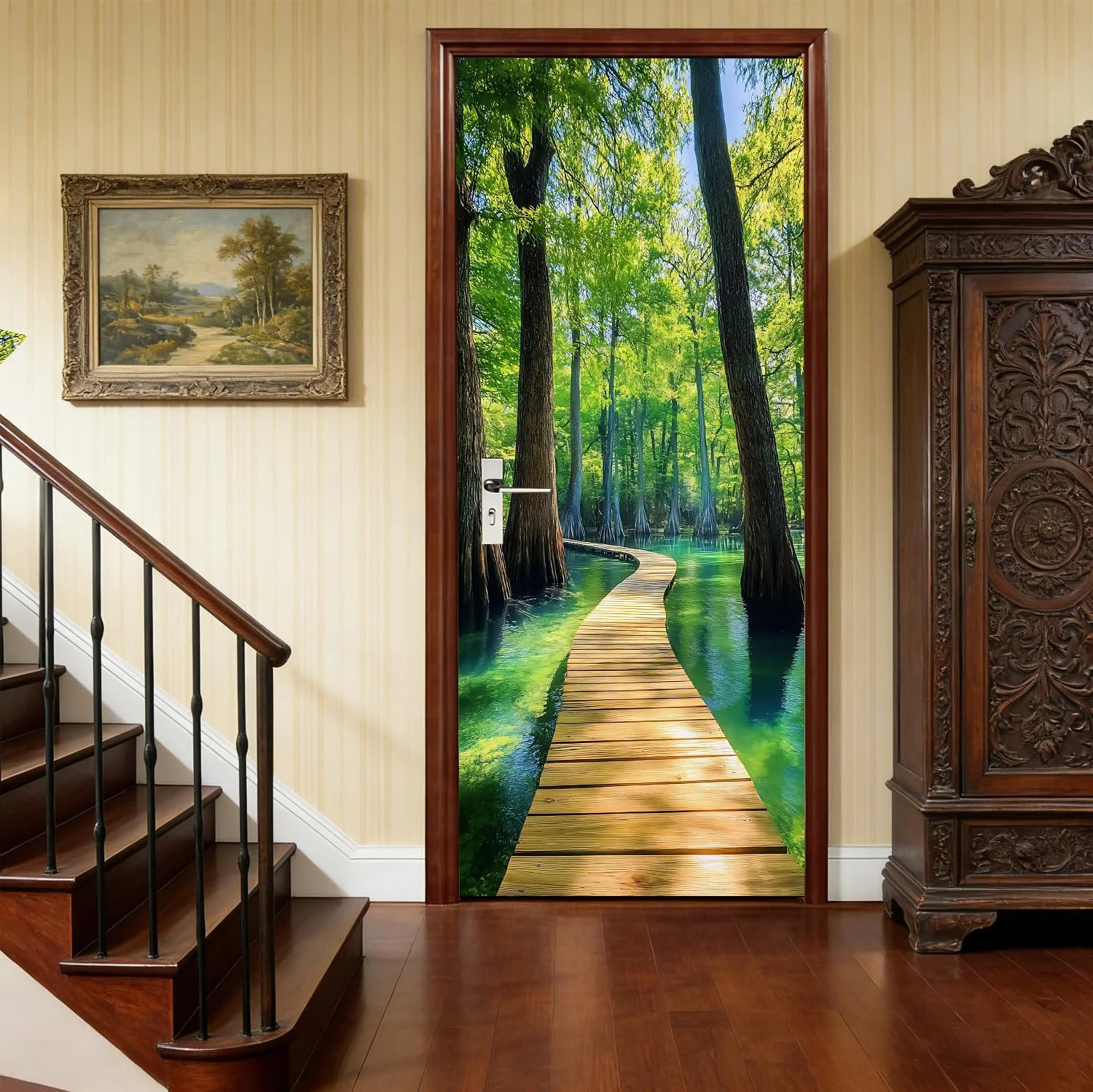 Door Cover Interior 30.3×78.7 Inch – Covers Decorative 3D Murals Removable Stick