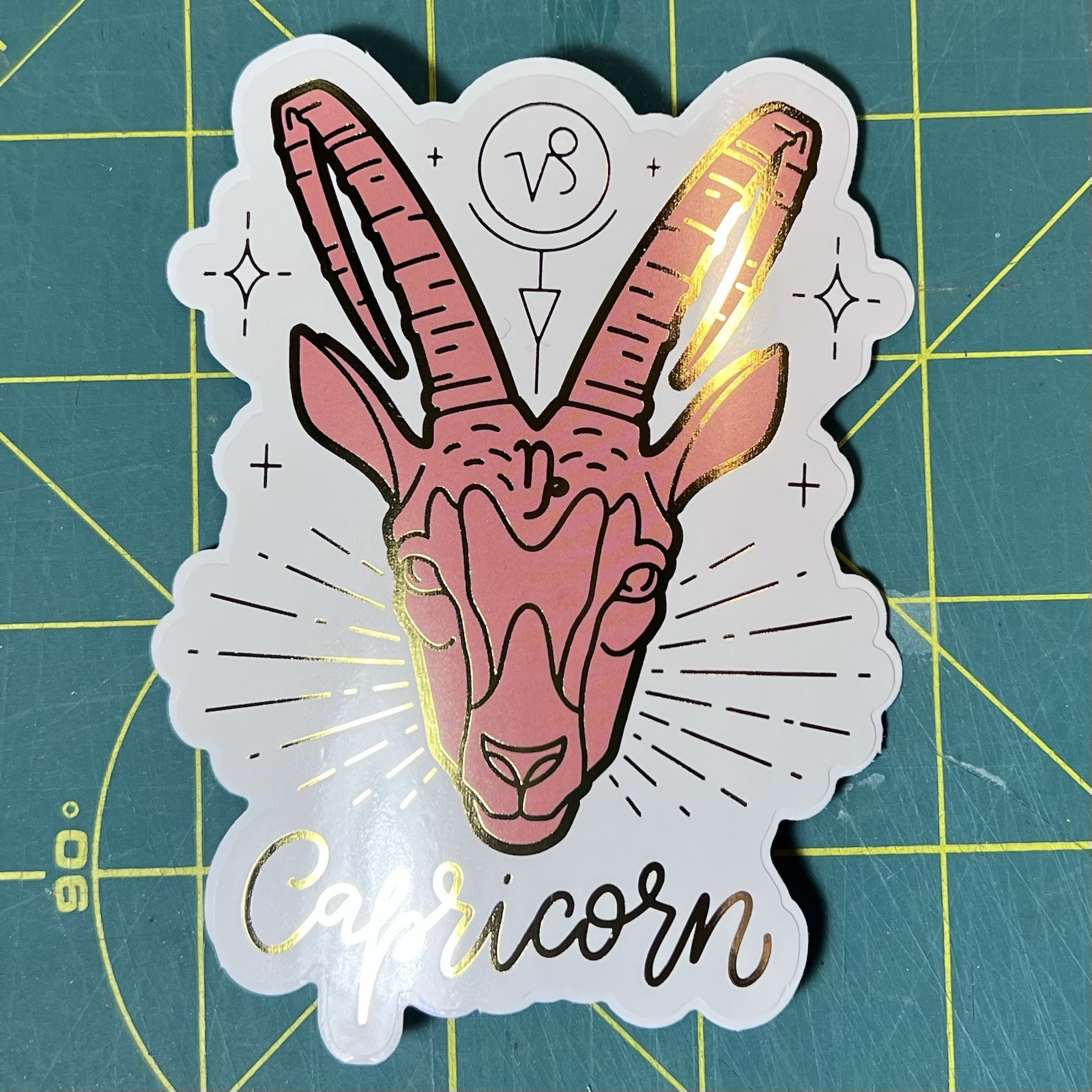 Capricorn Vinyl Diecut Sticker UV Fade Resistant Dishwasher Safe 3.5” X 3.5”