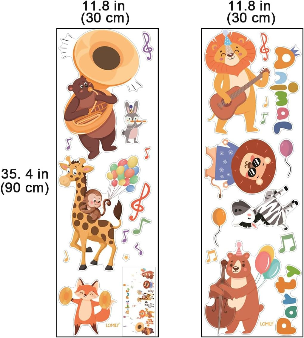 Kids Playroom Animals Wall Decals Large,Color Nursery Daycare Wall Stickers,C…