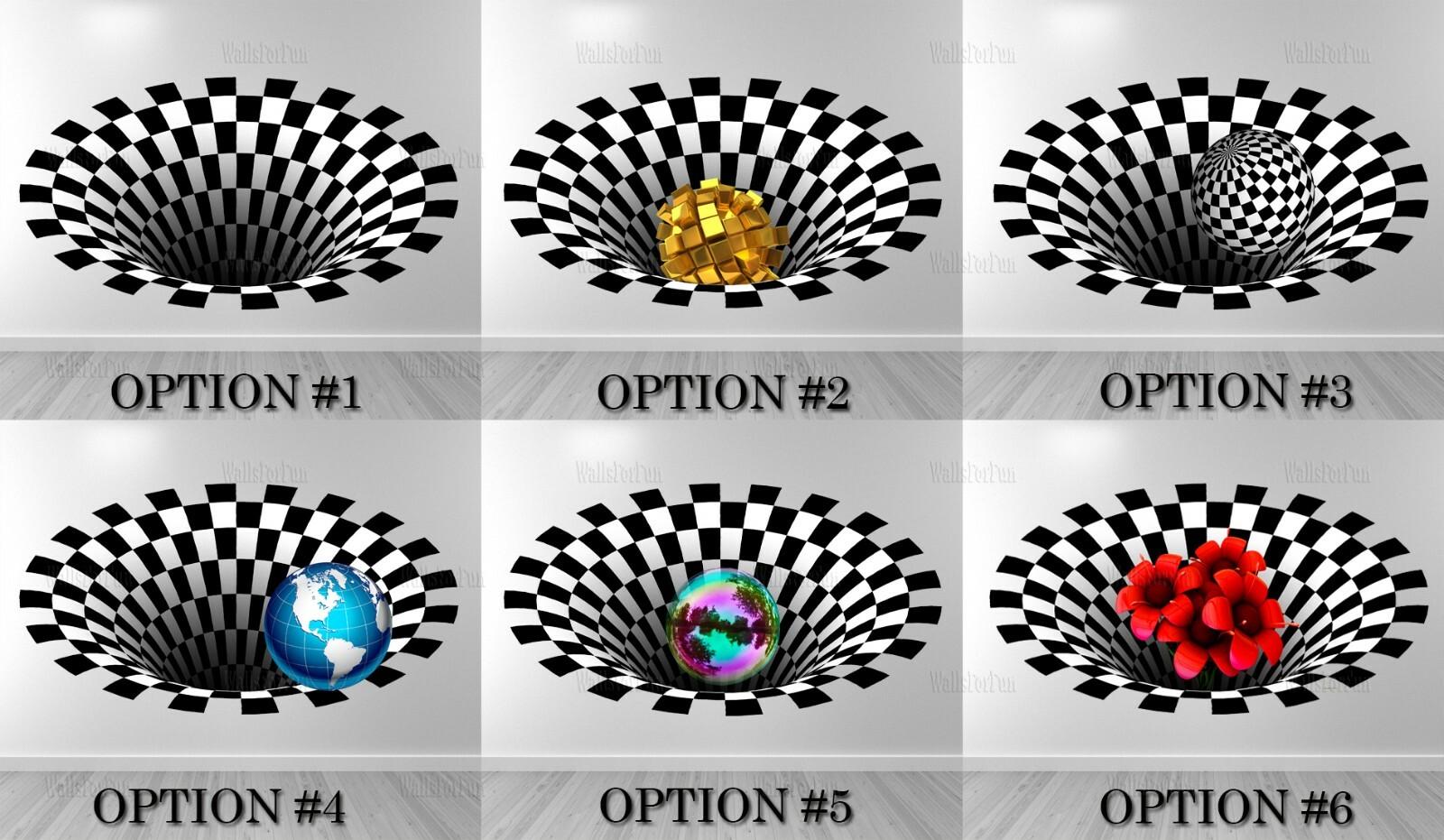 Optical illusion wall art Chess decor Illusion wall decal Creative gift idea 3d