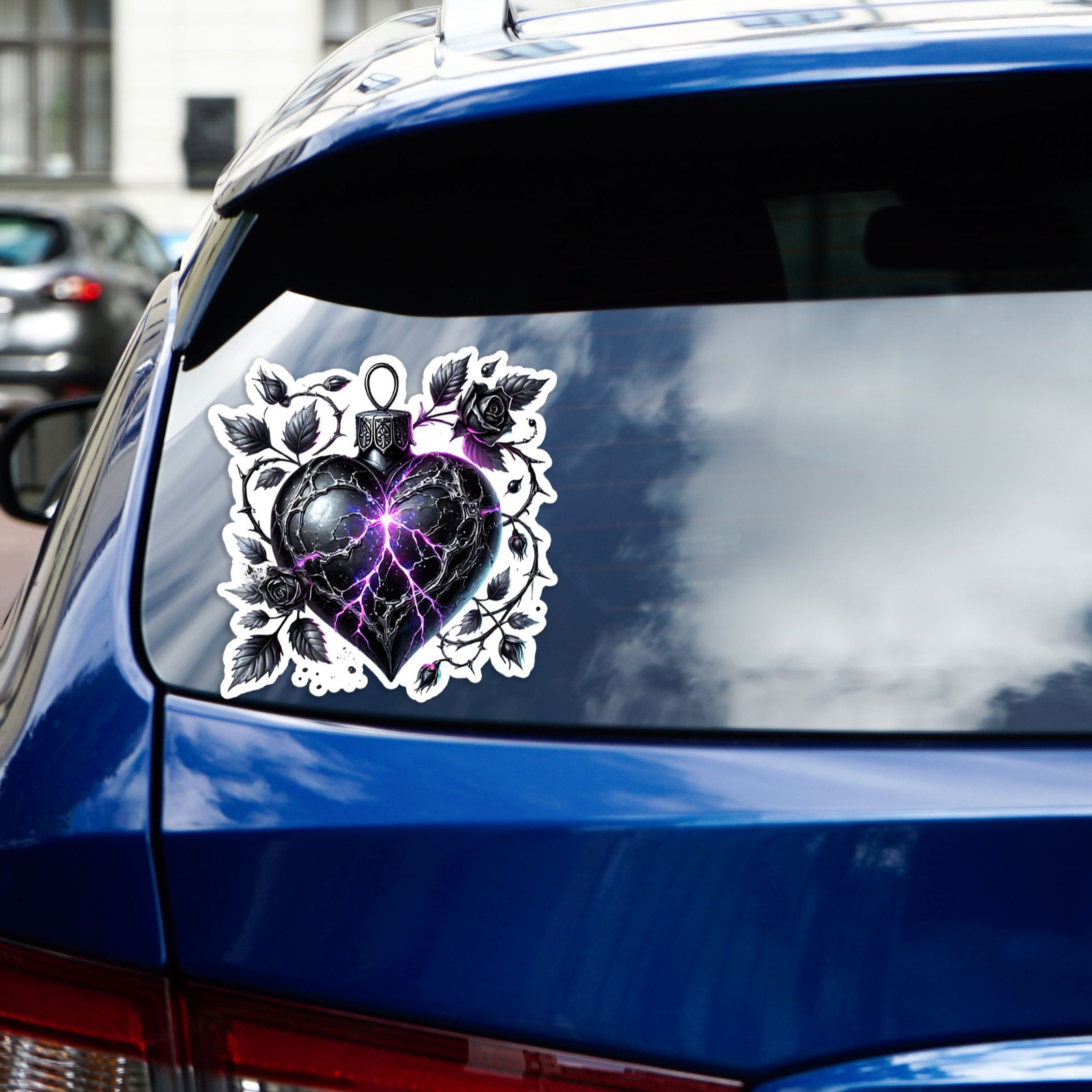 Purple Glow Goth Heart – Vinyl Decal Sticker – Car Window Laptop – #1461