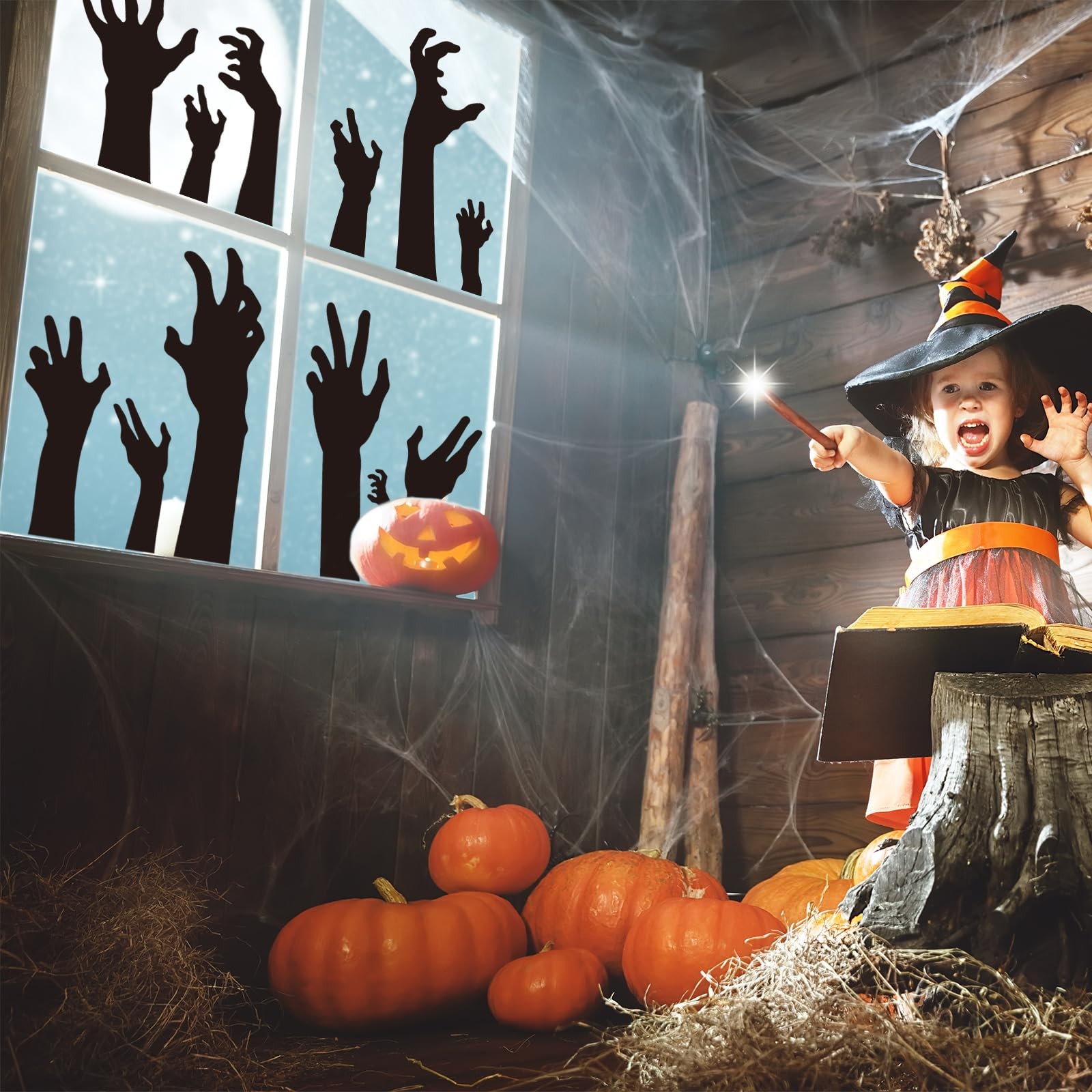 JarThenaAMCS Halloween Window Clings Black Zombie 7.9 x 11.8 inch,
