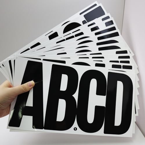 20 Sheets 6 Inch Letter Number Stickers, Self Adhesive Vinyl Capital Black