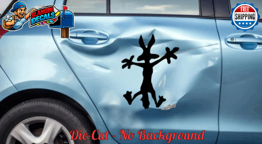 XL Wile E Coyote Wall Splat Funny Vinyl Decal Sticker Extra Large