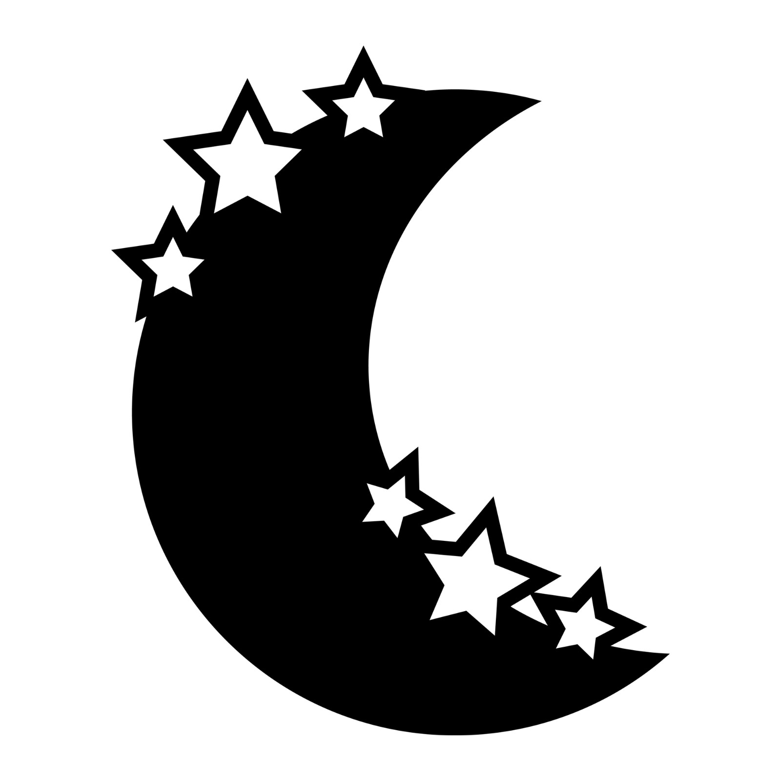 6" Crescent Moon with Stars Nature Vinyl Decal Sticker