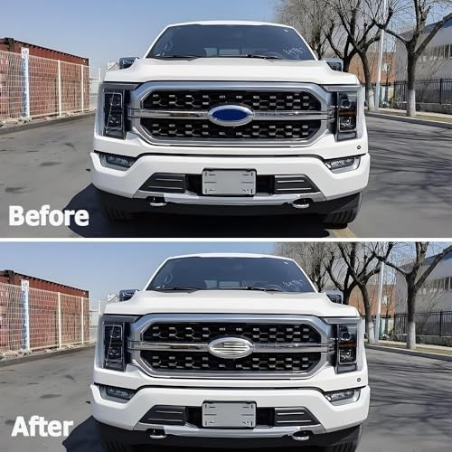2PCS 9 Inch Front Grille Rear Tailgate Emblem Compatible with 04-14 9in Silver
