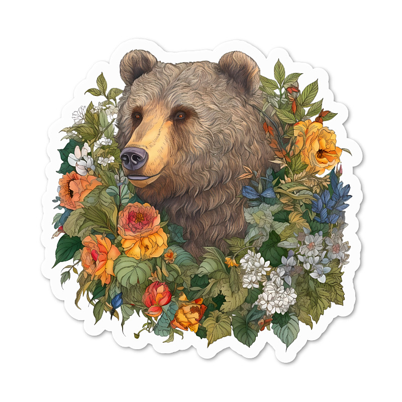 Bear Vinyl Sticker, Wildlife, Water Resistant, Laptop, Water Bottle, 2 sizes