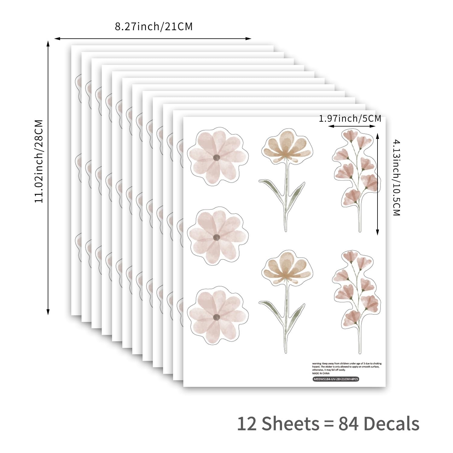 Daisy Wall Decals | 84 PCS Boho Flower Stickers for Girls' Rooms, Playrooms, …