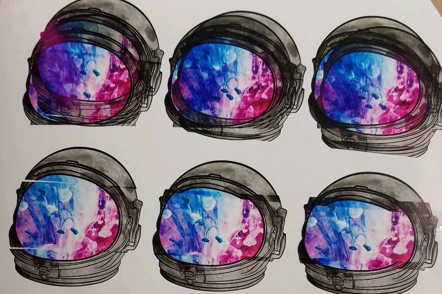 Galaxy Moon Trippy Space Helmet Vinyl Glossy Sticker 2.5" Skateboard BAD PRINT