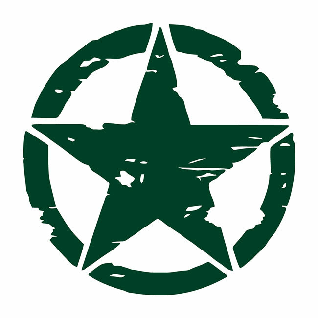 Automotive Distressed Army Star Die Cut Decal Multiple colors Made USA
