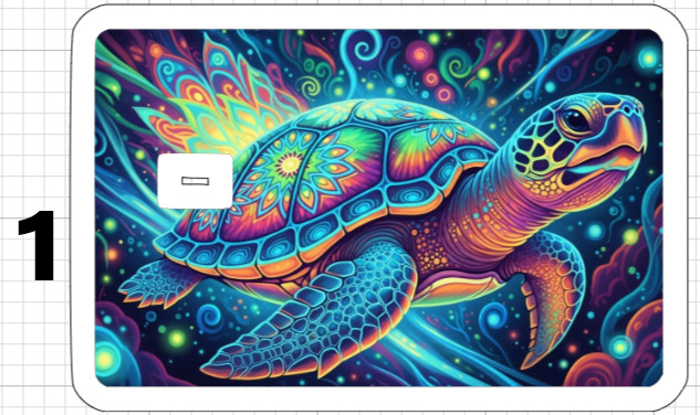 Psychedelic Sea Turtle ATM Debit Credit Sticker Skin Pot Party 420 Ocean Beach