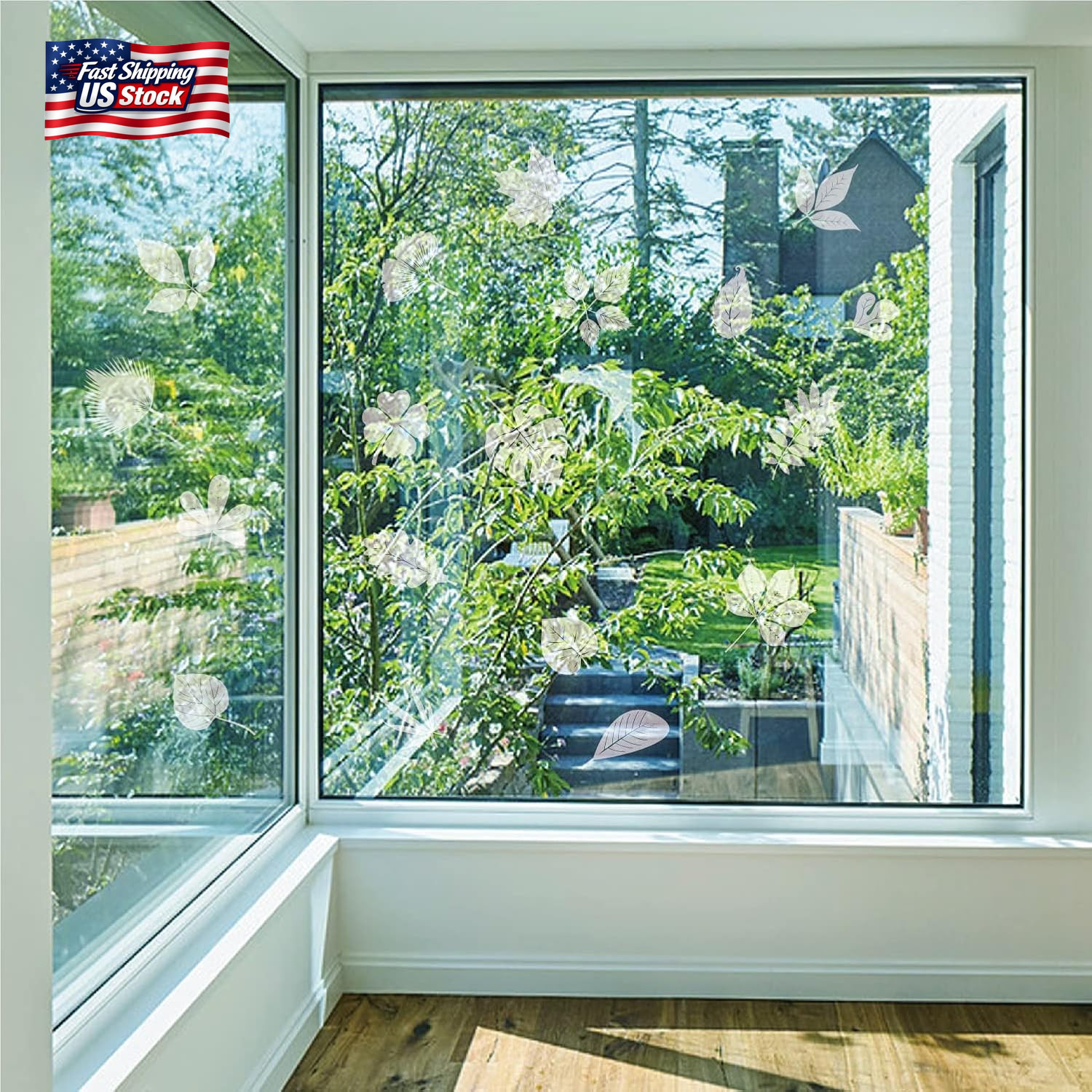 FINGOOO Window Decals for Bird Strikes,52 Pieces Large Leaf Shape anti Collision