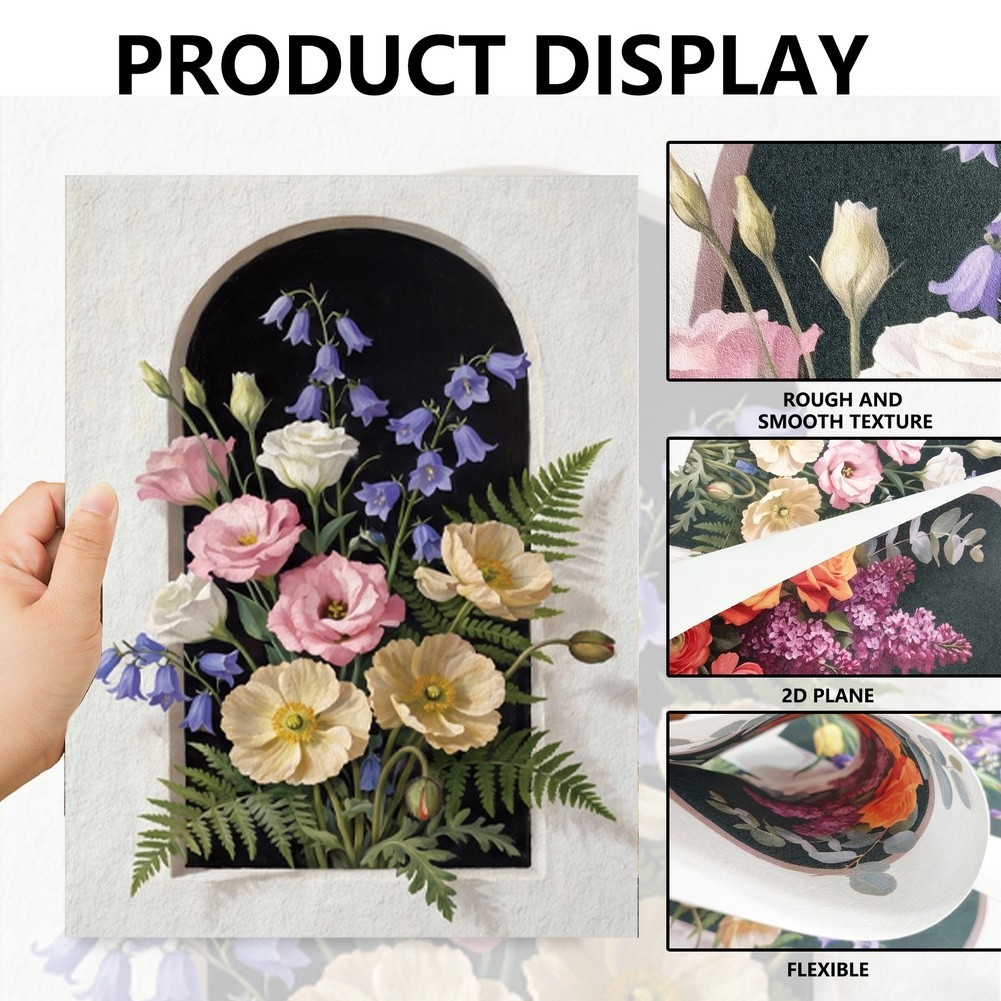 Arch Window Floral Wall Art 4 Pack Canvas Prints 11.81×15.74in Indoor Decor