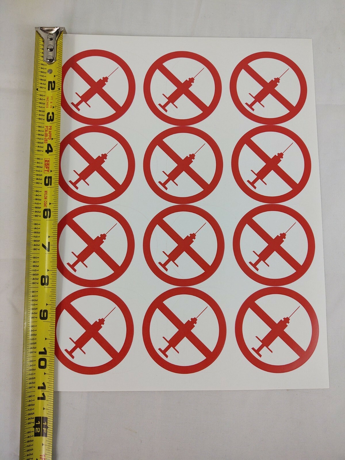 No Syringe Needles Round Trash Can Receptacle Stickers New Sheet Of 12 Stickers