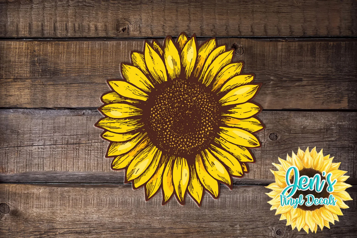 Hand drawn Sunflower Car Window Decal | Flower Car Window Decal | Flowers