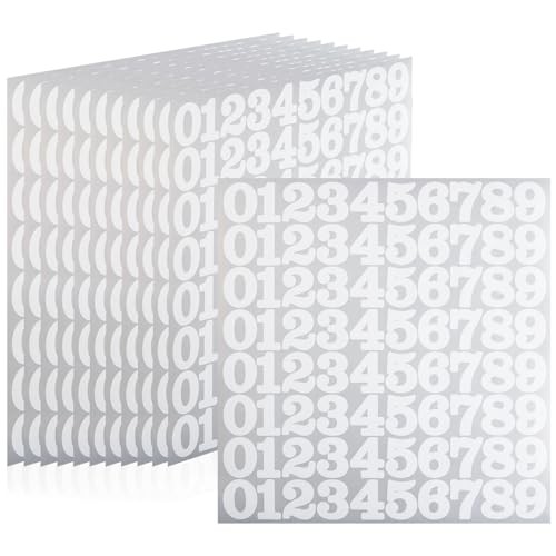 960 Pieces Small Vinyl Number Stickers 0-9, 1" Waterproof Self 1 Inch White