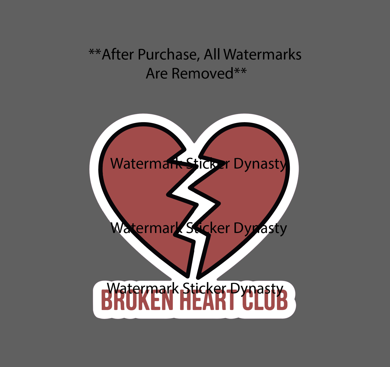 Broken Heart Club Sticker Waterproof Decal Relationship Love Gift NEW