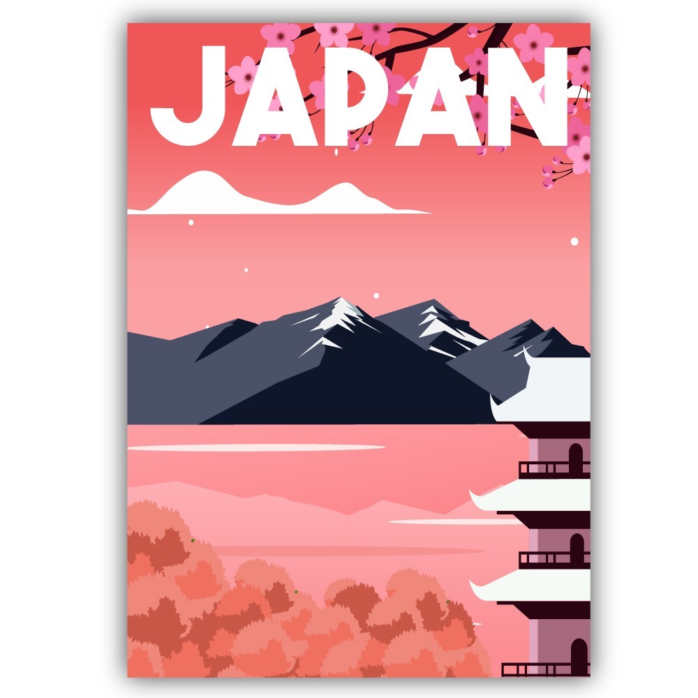 Japan Travel Vintage Poster Art Cut To Shape Vinyl Sticker