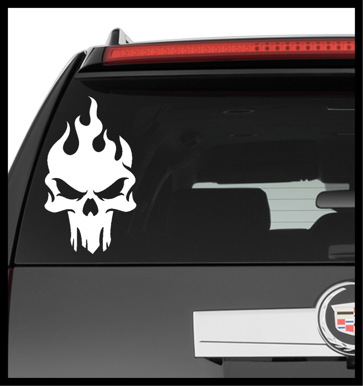 Vinyl Decal Truck Car Sticker Laptop – Zombie Horror Flames Burning Skull v3