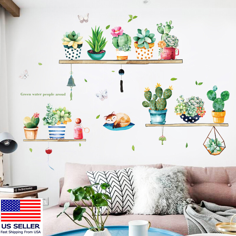 Removable Vinyl Wall Decal succulents Sticker Art Home living Room DIY Decor