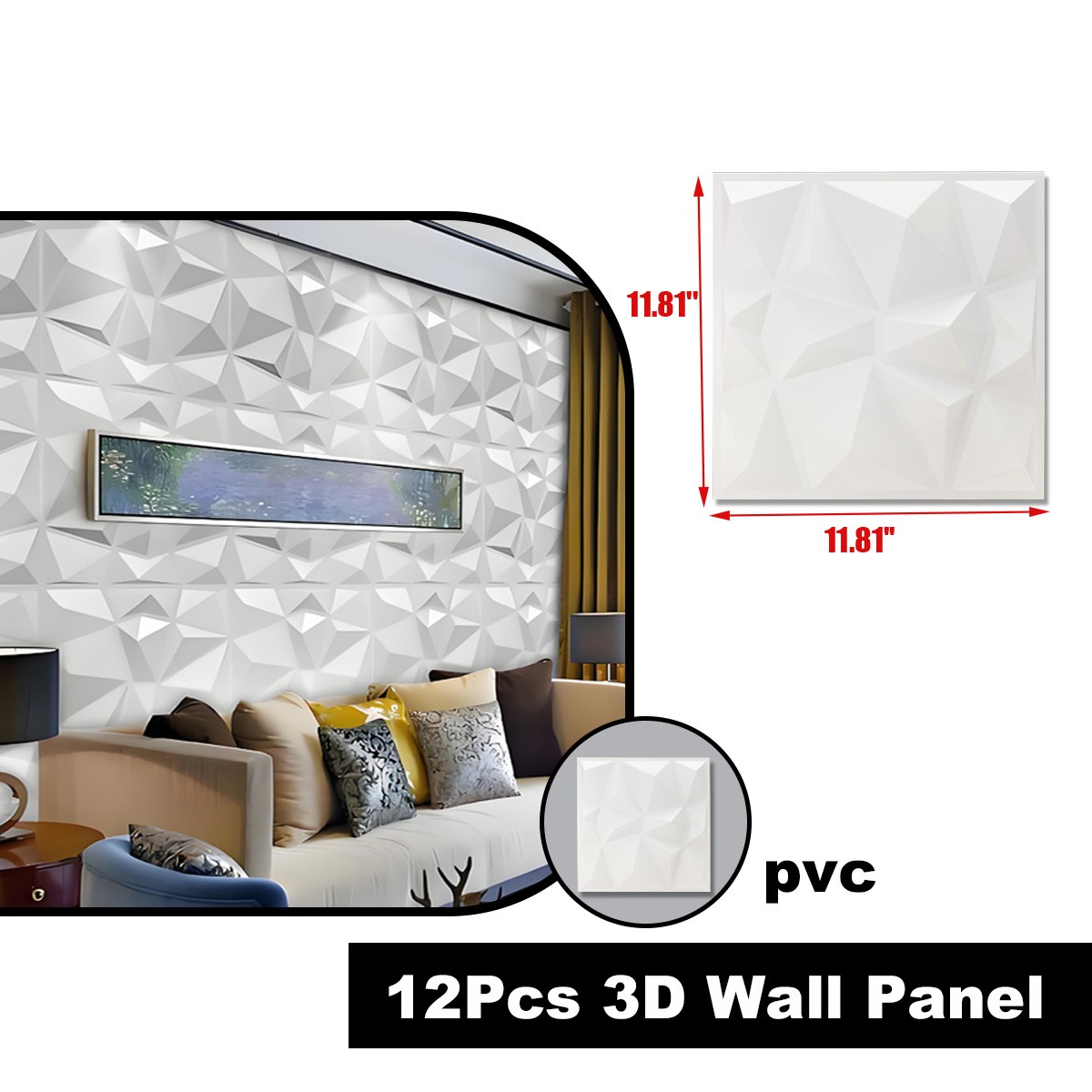 3D Wall Panels Brick Wallpaper Decorative PVC Plastic Cladding 30*30cm 12pcs US