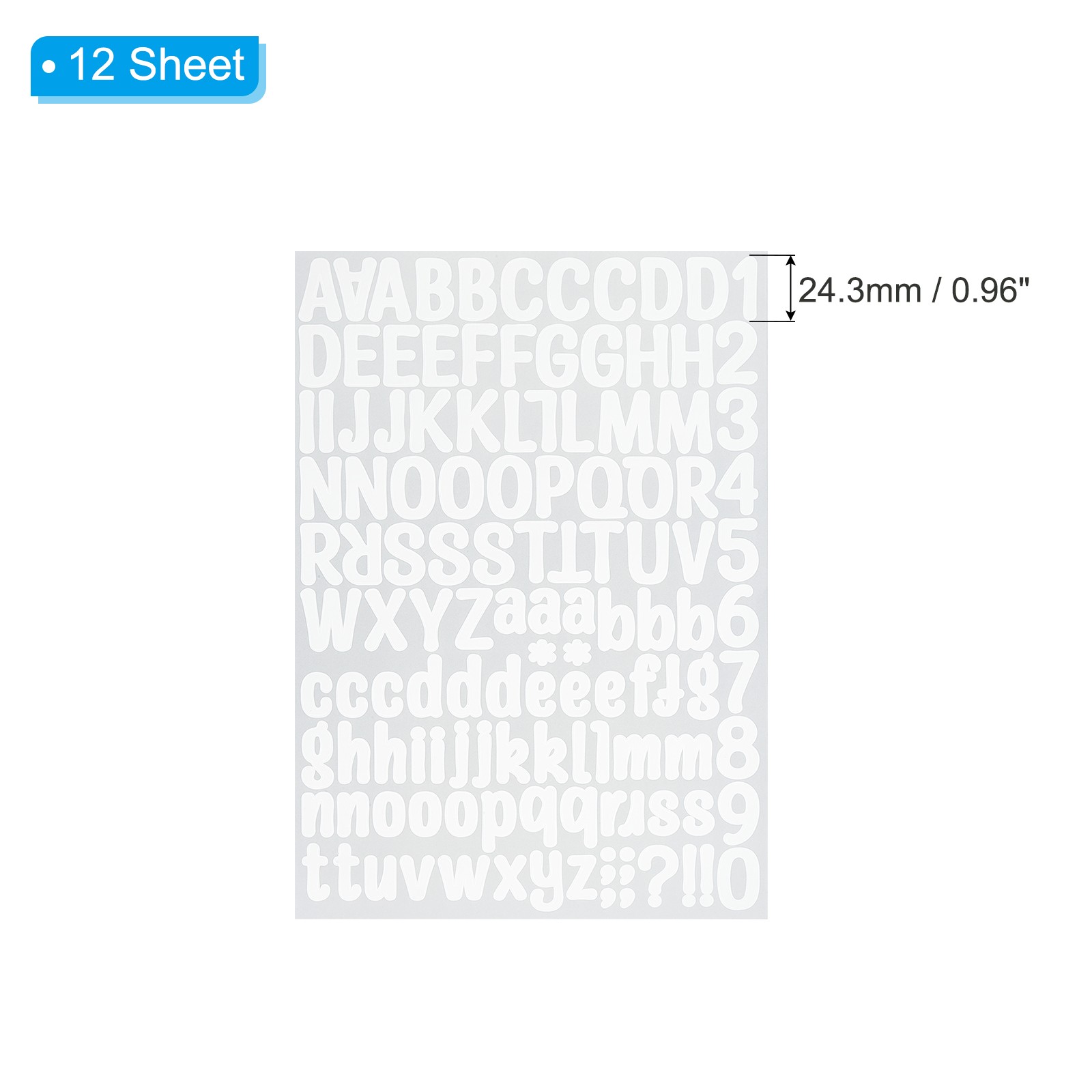 Letter Stickers 1 Inch, 12 Sheets Self Adhesive Alphabet Sticker, White